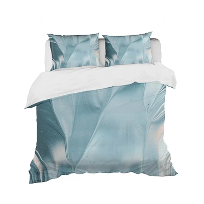 Designart 'Blue Modern Water I' Geometric Bedding Set - Duvet Cover & Shams