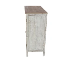 31" Light Brown & Cream Wood Farmhouse Cabinet