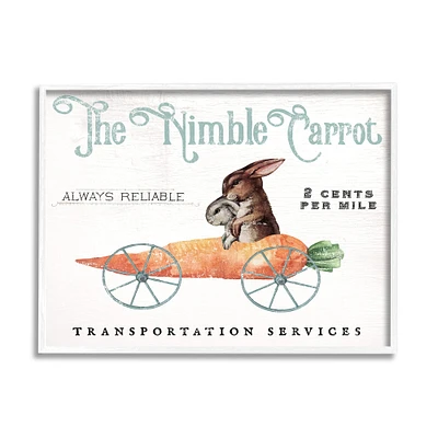 Stupell Industries Easter Bunny Vintage Nimble Carrot Mobile Spring Rabbit Framed Wall Art