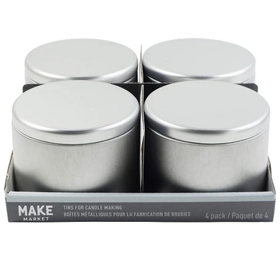 6oz. Silver Candle Making Tins by Make Market®, 4ct.