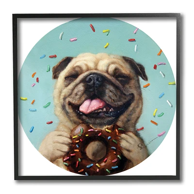 Stupell Industries Happy Pug With Sprinkle Donut Pet Dog, 12" x 12"