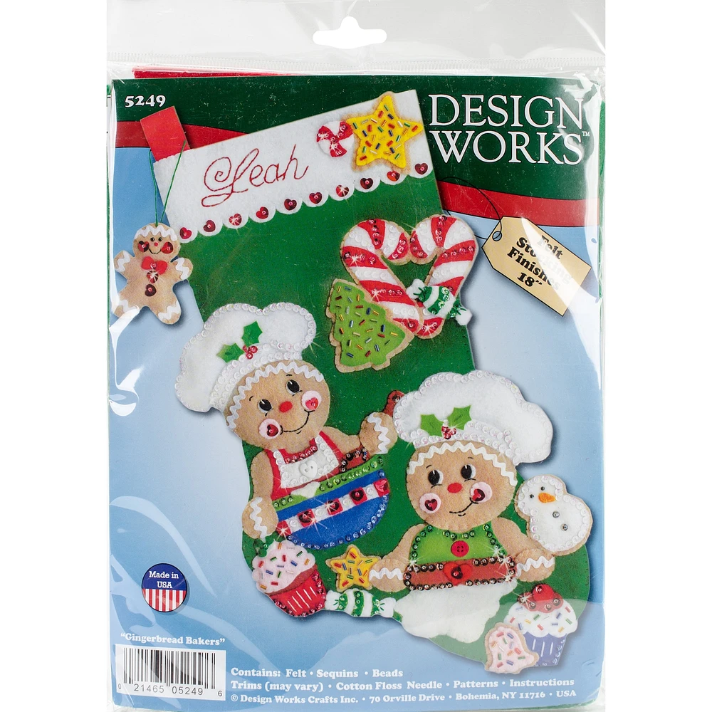 Design Works™ Gingerbread Bakers Felt Stocking Applique Kit