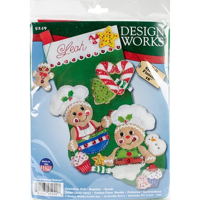 Design Works™ Gingerbread Bakers Felt Stocking Applique Kit