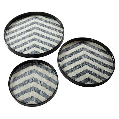 Black Mother of Pearl Modern Tray Set