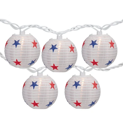 10ct. Red, White & Blue Star 4th of July Paper Lantern Lights