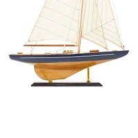 Beige Wood Coastal Sculpture, Sail Boat 21" x 17" x 4"