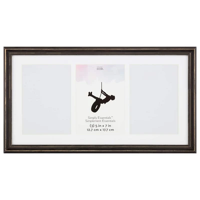 3 Opening Black Distressed 5" x 7" Collage Frame, Simply Essentials™ by Studio Décor®