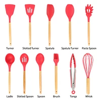 MegaChef Red Silicone & Wood Cooking Utensils Set, 12ct.