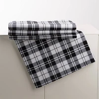 Glitzhome® Polar Fleece Black & White Plaid Reversible Duvet Cover