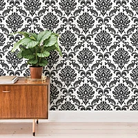 NuWallpaper Ariel Black & White Damask Peel & Stick Wallpaper