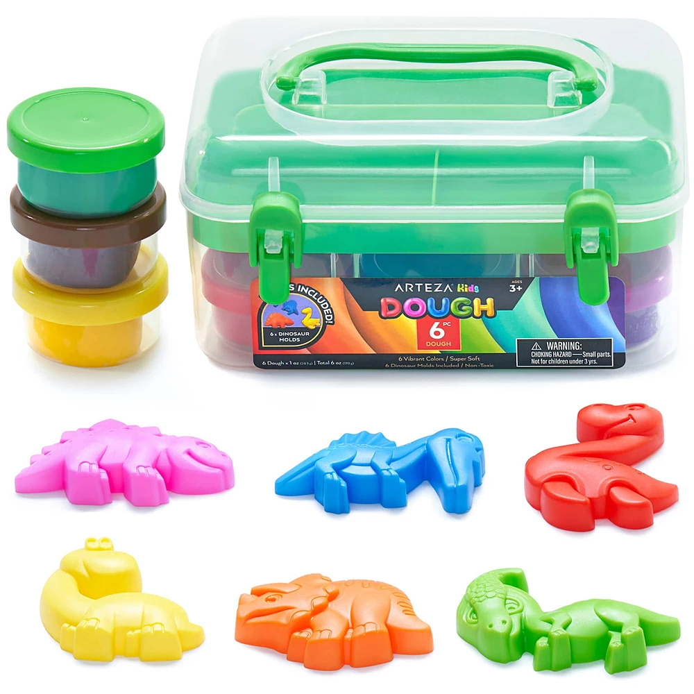 Arteza® Kids Dinosaurs Dough Kit, 12 pcs