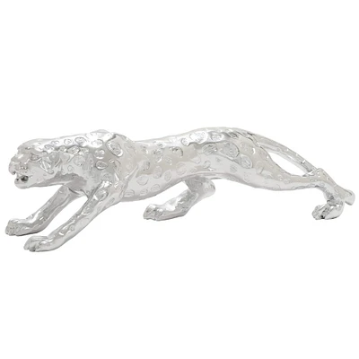 CosmoLiving by Cosmopolitan 22" Silver Leopard Sculpture