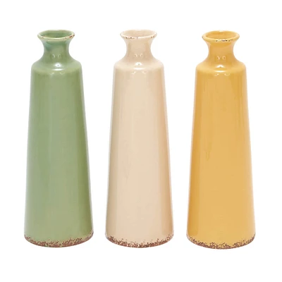 The Novogratz 15" Multicolored Stoneware Vintage Vase Set