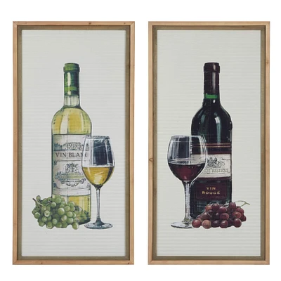 Set of 2 Brown Wood Farmhouse Wine Wall Art, 20" x 40"