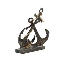 16" Black Metal Anchor Sculpture