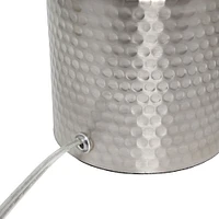 Simple Designs 18.5" Hammered Metal Container Base Table Lamp with USB Charging Port