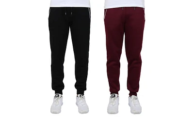 Galaxy by Harvic Men's Fleece-Lined Jogger Sweatpants With Zipper Pockets 2 Pack