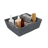 Simplify Charcoal Shelf Storage Rattan Tote Basket