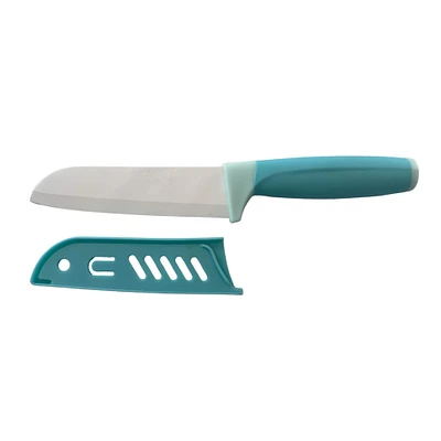 Farberware 5" Aqua Ceramic Santoku Knife with Sheath