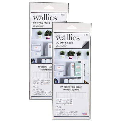 Wallies® Dry Erase Rectangle Labels, 2 Sets of 9