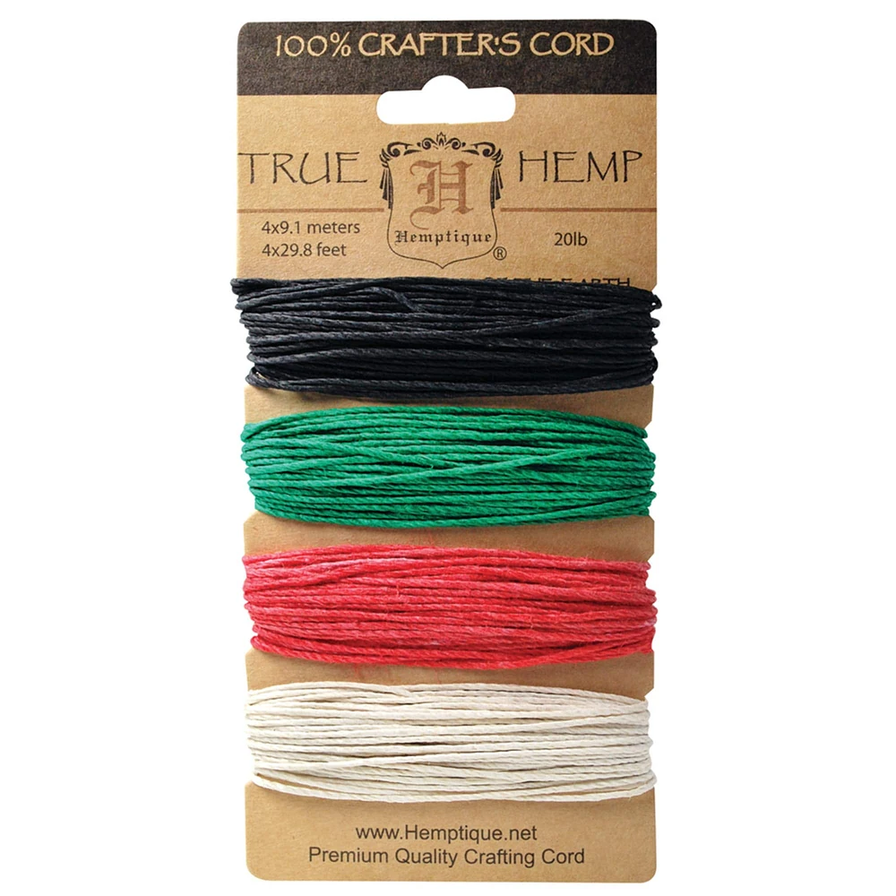 12 Packs: 4 ct. (48 total) Hemptique® 20lb. Primary Hemp Crafter's Cords