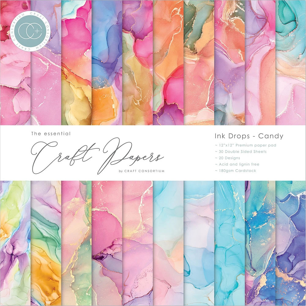 Craft Consortium Ink Drops Candy Double-Sided Paper Pad