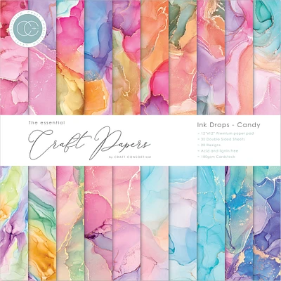 Craft Consortium Ink Drops Candy Double-Sided Paper Pad