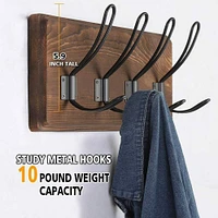 NEX™ Wall-Mounted 4-Hook Rustic Wood Coat Rack, 2ct.