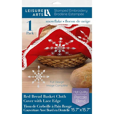 Leisure Arts® Snowflake Bread Basket Red Cloth Cover Stamped Embroidery Kit