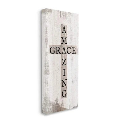 Stupell Industries Distressed Rustic Amazing Grace Canvas Wall Art