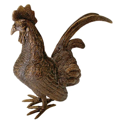 Design Toscano 16" Barnyard Rooster Solid Cast Bronze Garden Statue