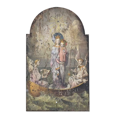 Vintage Mary & Angels Image on Decorative Wood Wall Décor