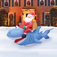 9ft. Inflatable Christmas Santa Riding Shark