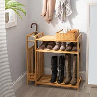 Organize It All Bamboo Shoe Rack with Umbrella Stand