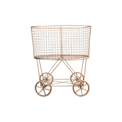 27" Vintage Reproduction Metal Laundry Basket on Wheels