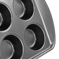 Gibson Baker's Friend Gray 6 Cup Nonstick Steel Muffin Pan