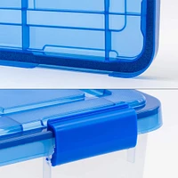 Iris® 6.5gal. Clear Plastic Storage Boxes With Blue Lid, 4 Pack