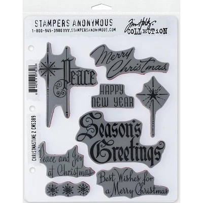 Stampers Anonymous Tim Holtz® Christmastime #2 Cling Mount Stamp Set