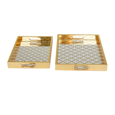 Gold Honeycomb Plastic Glam Tray Set