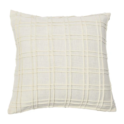 20'' Square Plaid Pleated Cotton Pillow Cover