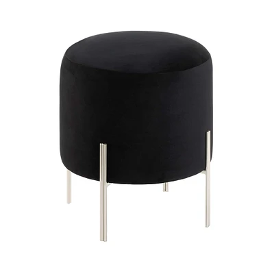 18" Modern Black Velvet Stool