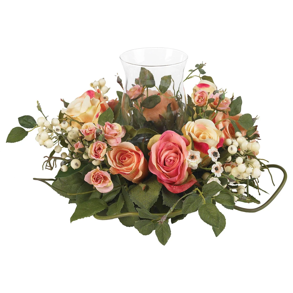 8.5" Rose Candelabrum Silk Flower Arrangement