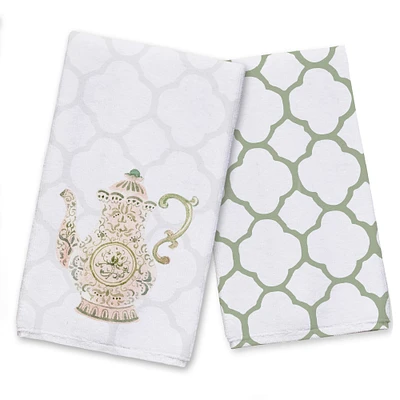 Tea Pot Lattice Tea Towel - Set of 2