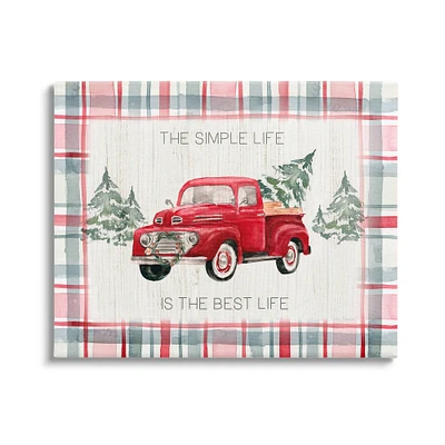 Stupell Industries Simple Life Is Best Plaid Truck Canvas Wall Art