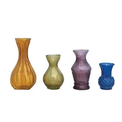 Debossed Glass Bud Vase Set