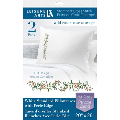 Leisure Arts® Wild Rose Pillowcase Stamped Cross Stitch Kit