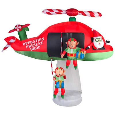 8ft. Airblown® Inflatable Christmas Animated Santa & Elves in Helicopter