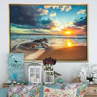 Designart - Beautiful Cloudscape over the Sea - Modern Beach Framed Canvas Art Print