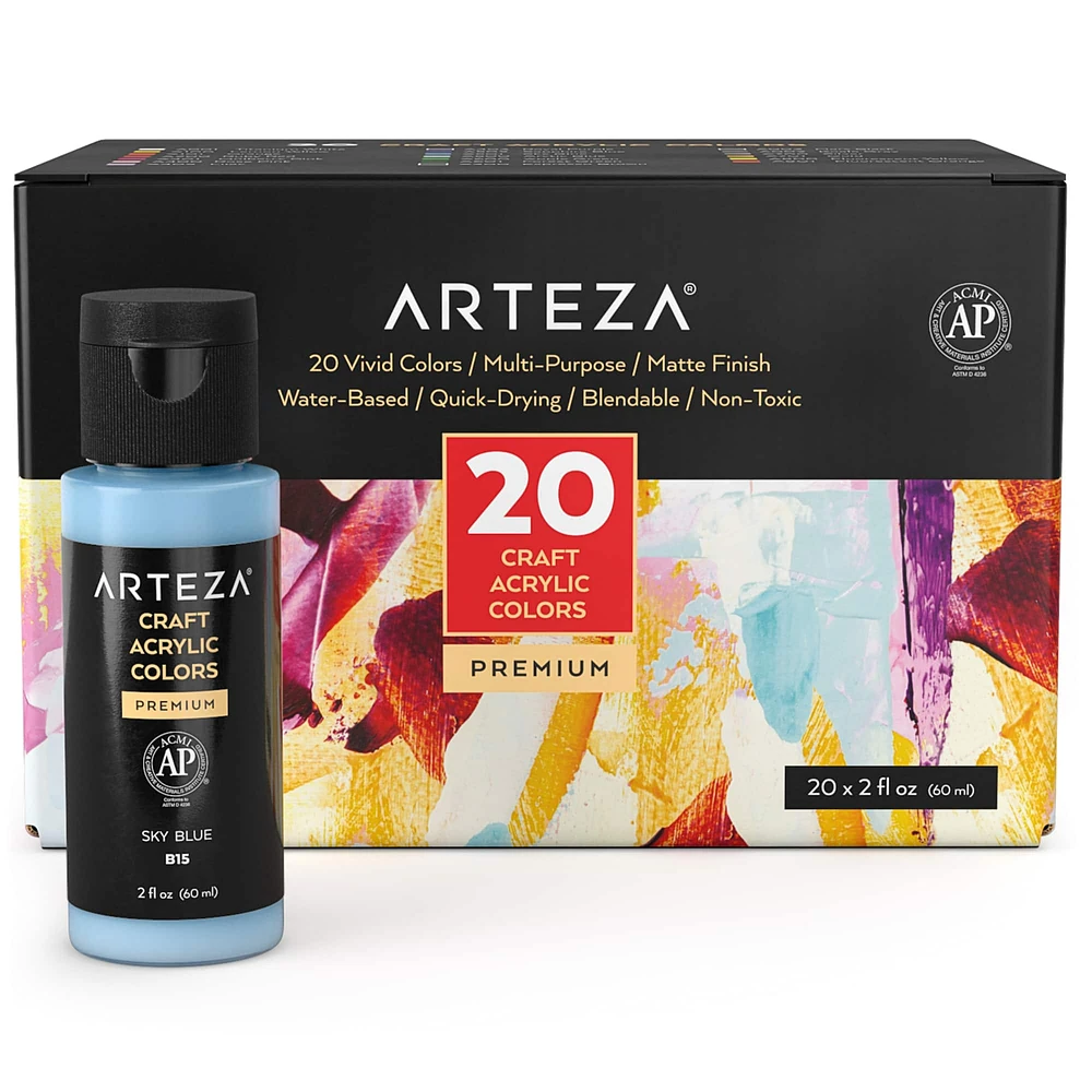 Arteza® 20 Color Matte Craft Acrylic Paint Set