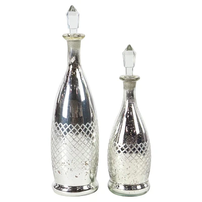 Silver Glass Glam Decorative Bottle Set